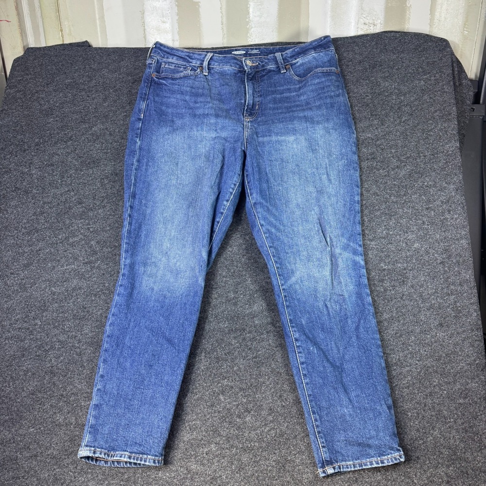 Old Navy OG Straight Leg Jeans Women 14 Blue Denim High Rise Secret Slim Pockets